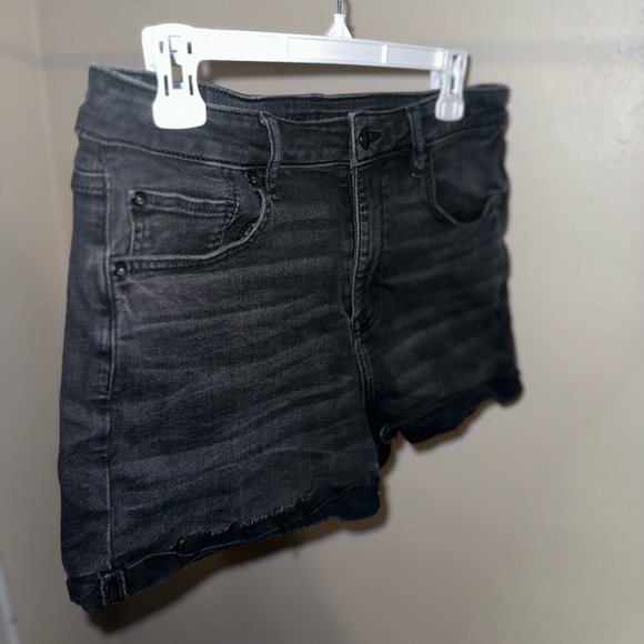 Black Washed Denim Next Level Stretch Shorts - Picture 4 of 9